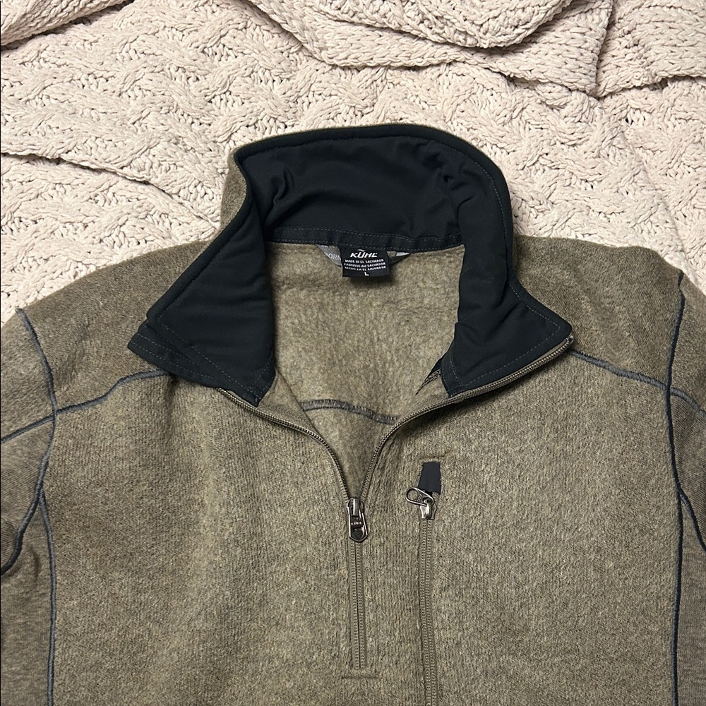 Alpine Olive Zip-Up Men's Sweater
